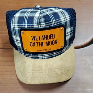 Blue Plaid and Tan Trucker Hat